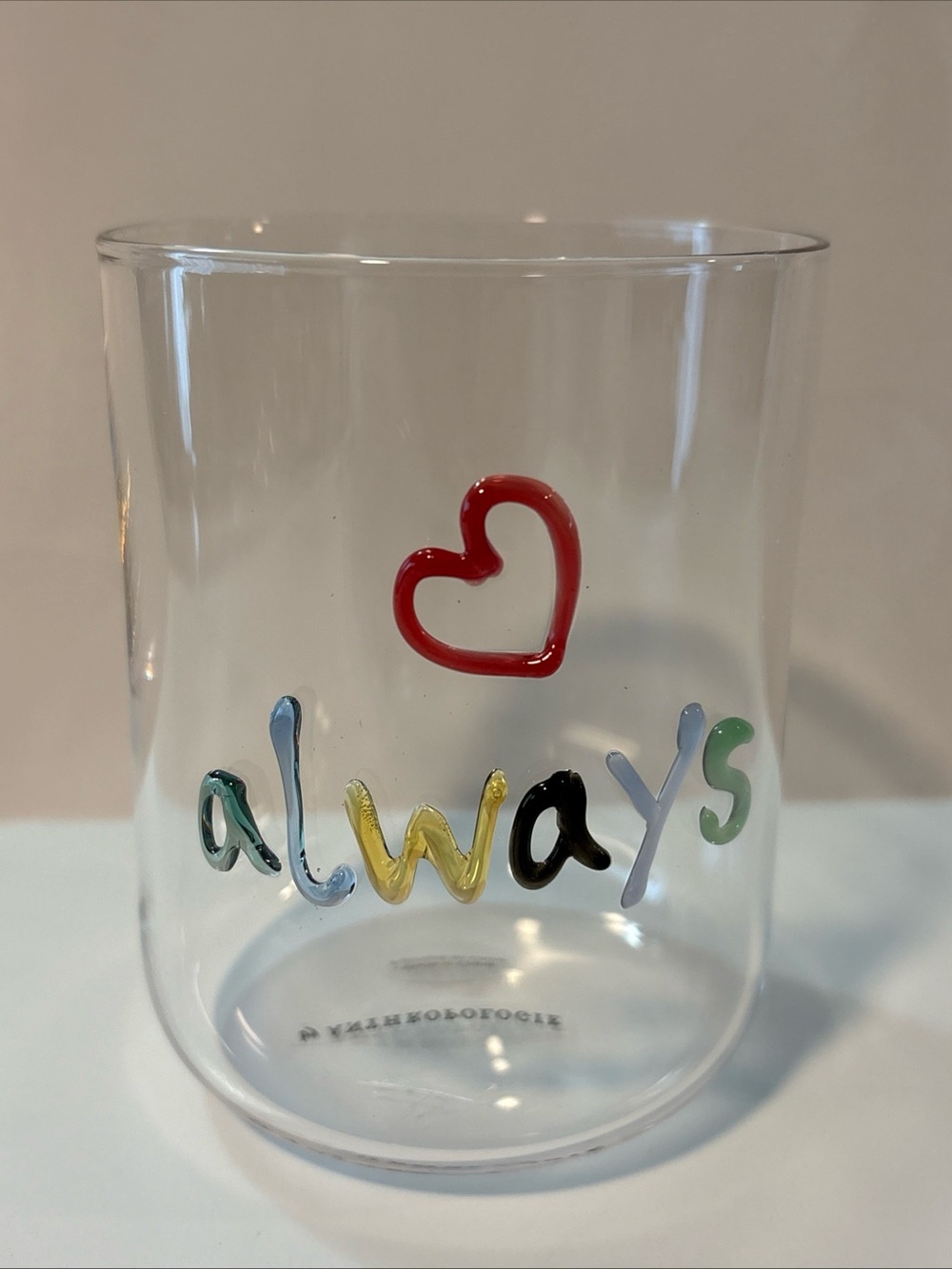 Anthropologie Love Notes Juice Glass Always NEW
